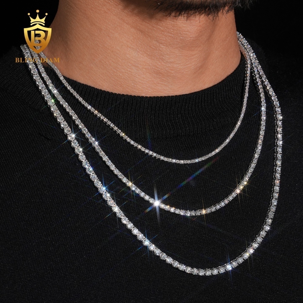 IGI Certified 2mm 3mm 4mm 925 Silver Lab Grown Diamond Tennis Chain Necklace Fahion Jewelry Men Women - view 5