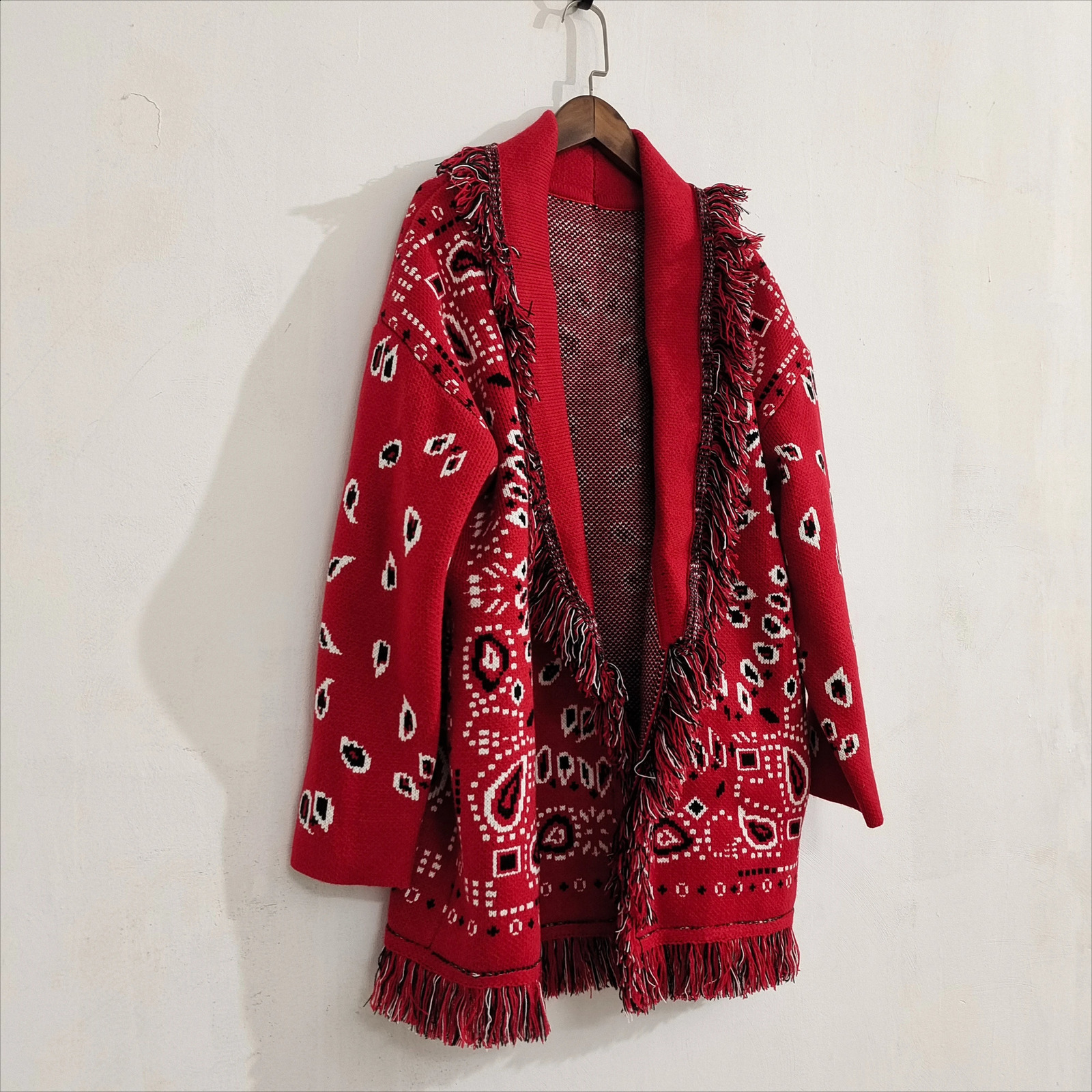 Hand-made cardigan jacquard cardigan fringed trims long sleeve cardigan women winter clothes women 260812 - view 4
