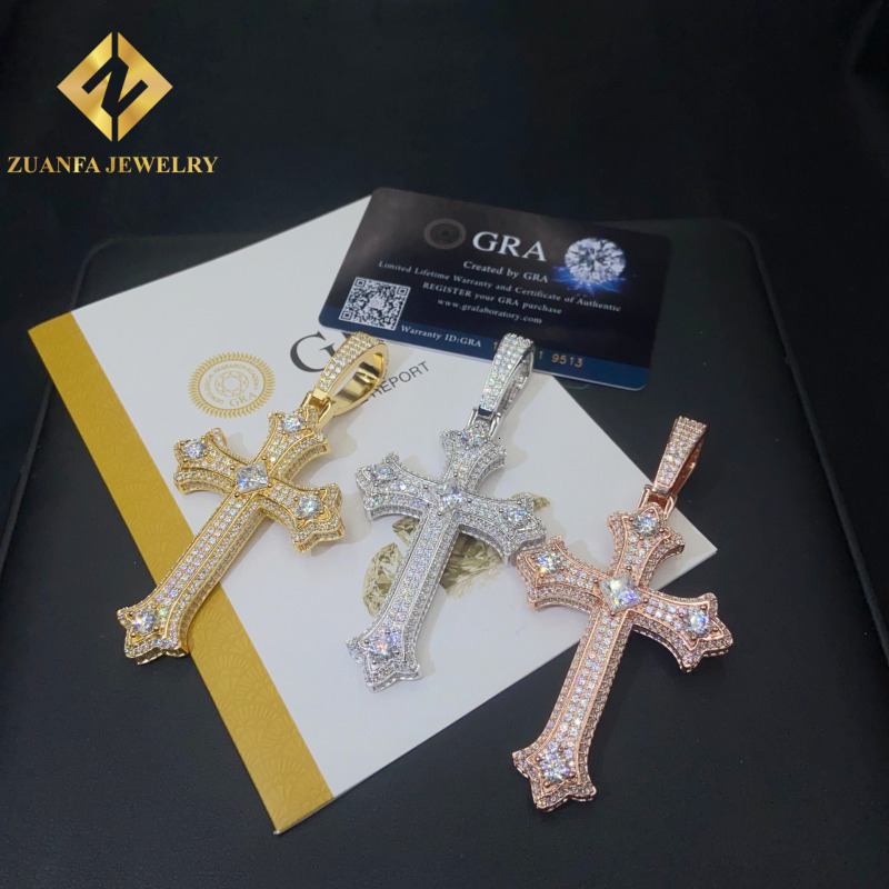 Hot Sale Moissanite Pendant Cross Pendant 925 Sterling Silver Ice Out Moissanite Pass Diamond Tester Jewelry with GRA Gift Box - view 3