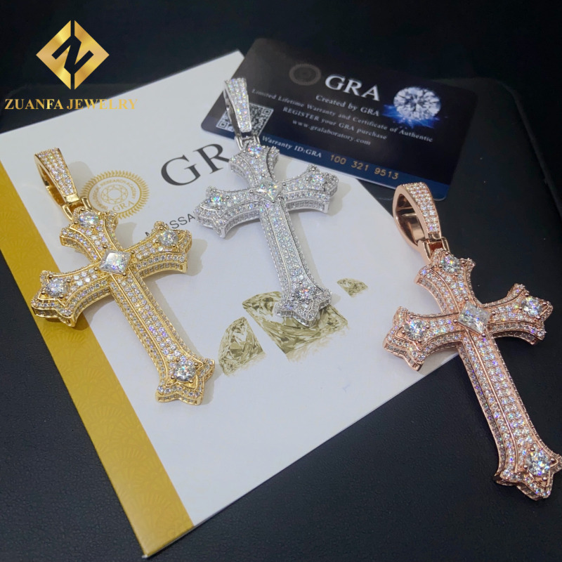 Hot Sale Moissanite Pendant Cross Pendant 925 Sterling Silver Ice Out Moissanite Pass Diamond Tester Jewelry with GRA Gift Box - view 5