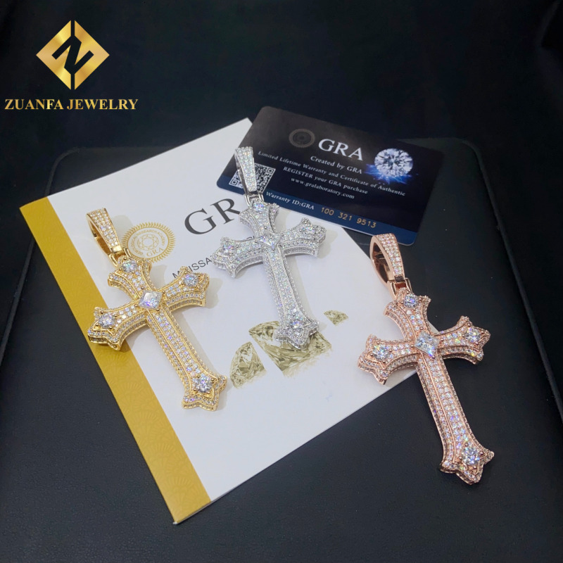 Hot Sale Moissanite Pendant Cross Pendant 925 Sterling Silver Ice Out Moissanite Pass Diamond Tester Jewelry with GRA Gift Box - view 4