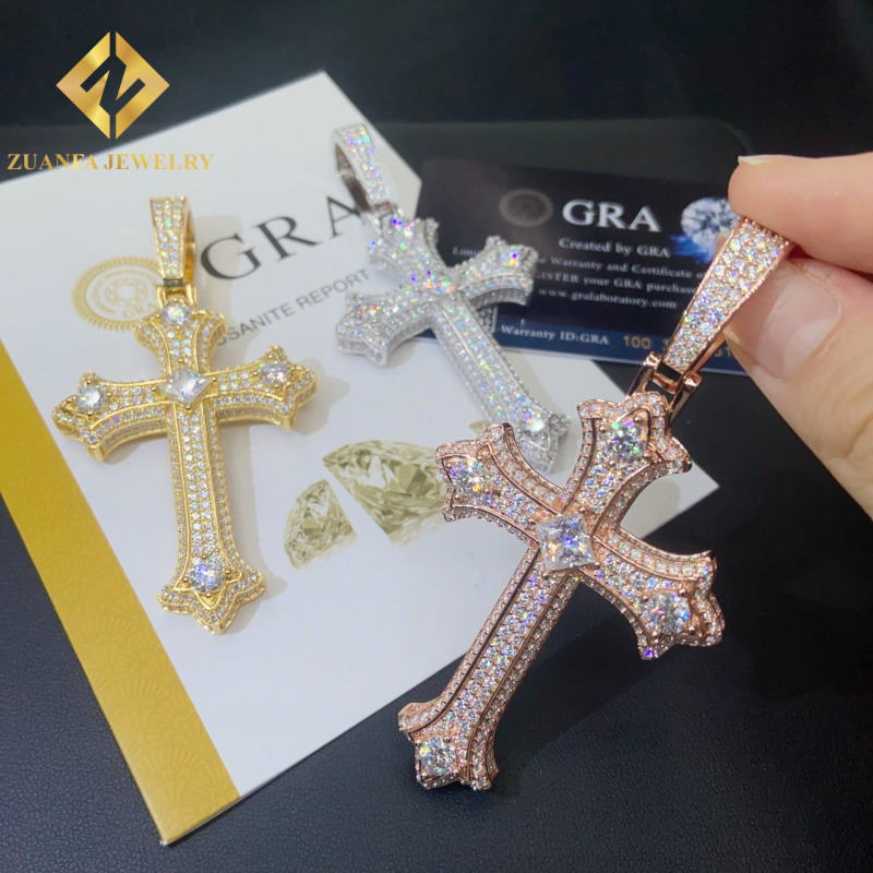 Hot Sale Moissanite Pendant Cross Pendant 925 Sterling Silver Ice Out Moissanite Pass Diamond Tester Jewelry with GRA Gift Box - view 6