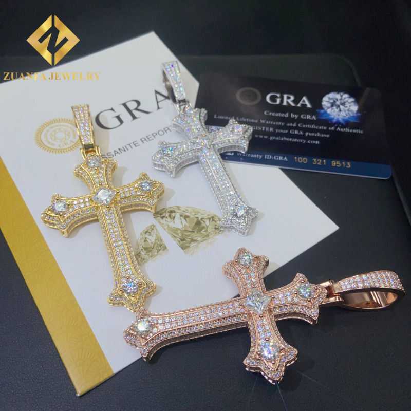 Hot Sale Moissanite Pendant Cross Pendant 925 Sterling Silver Ice Out Moissanite Pass Diamond Tester Jewelry with GRA Gift Box - view 7