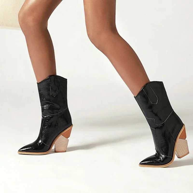 Scales Pattern Leather Boots Fish Women Custom Pointed Toe Thick High Heel Ladies Ankle Boots Fashion Dress Shoes Women WSH3463 H260818 - view 5