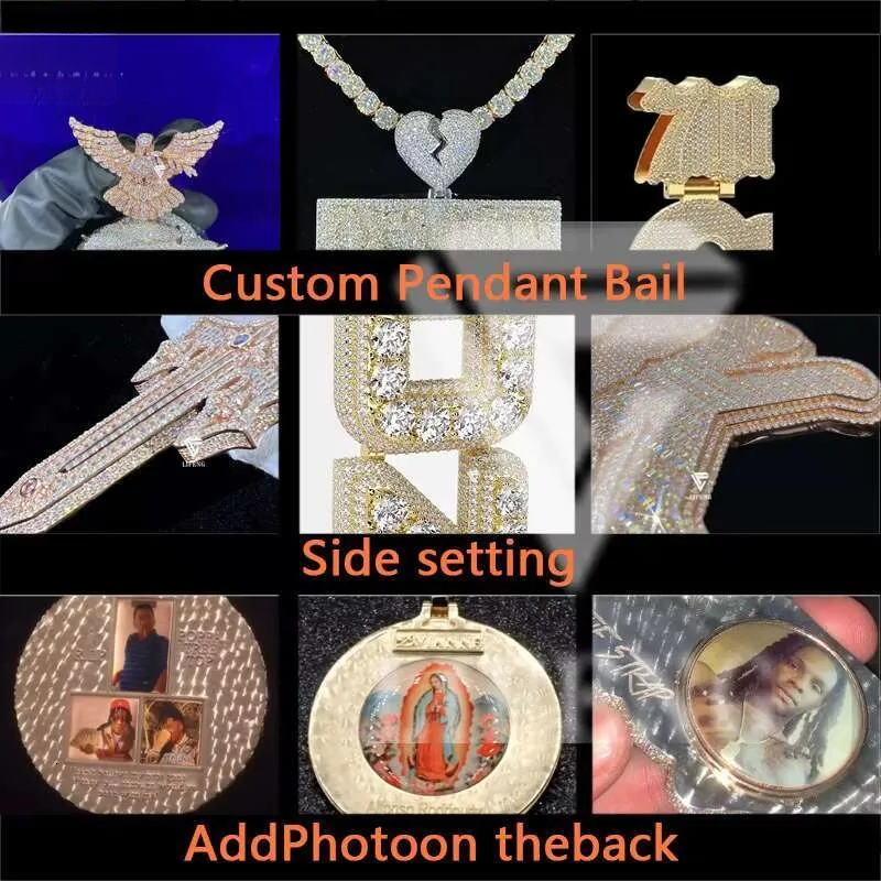 Custom Iced Out Hip Hop Mossanite Jewelry White and Rose Gold Moissanite Diamond Pendant - view 5