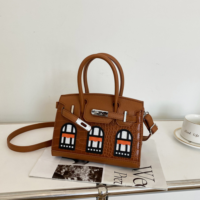 Free Shipping Women Cute Mini Handbag House Window Decoration Top Handle Lock Closure Fashion Crossbody Shoulder Purse - view 5
