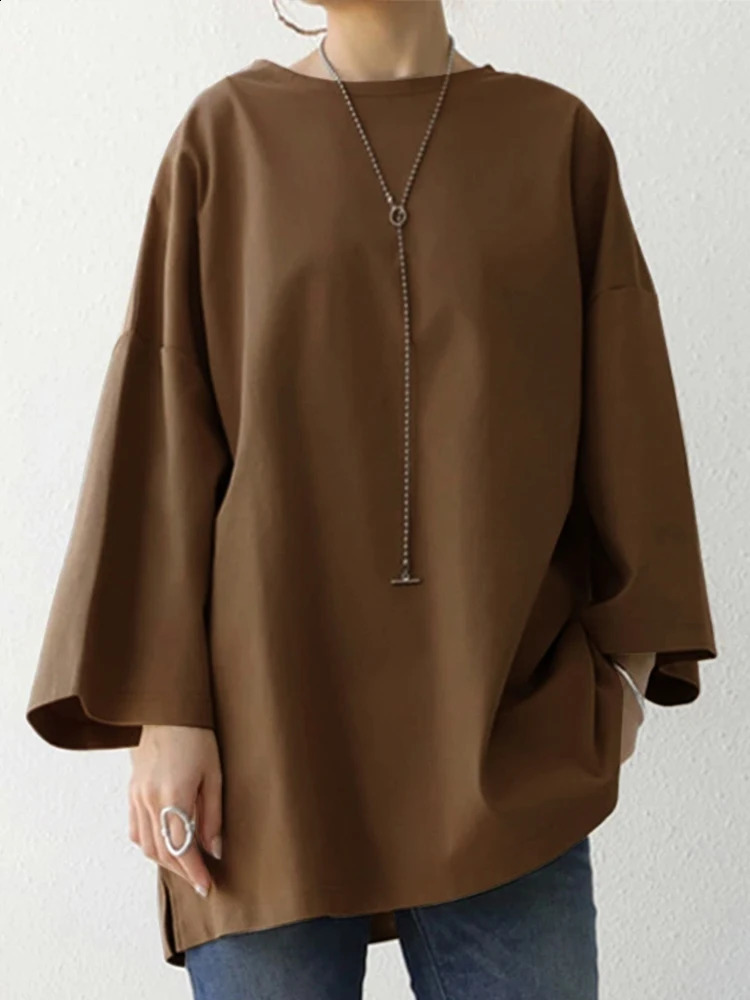 ZANZEA Women Blouses Casual Loose Long Flare Sleeve Solid Color Blusas Mujer Korean Fashion BF Oversize Tunic Tops T-shirts 260817 - view 7