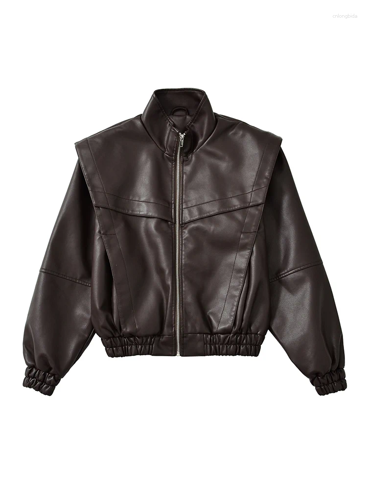 Women' s Leather Ailegogo Streetwear Women Black Faux Ja - view 8