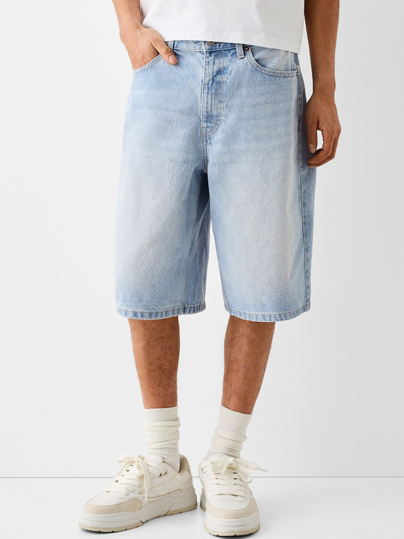 Designer foreign trade European American street fashion shorts, personalized straight-leg 6-point denim mid-length pants for men, trendy and versatile - view 6