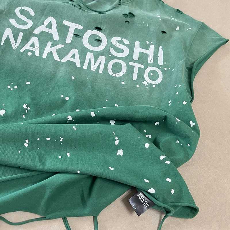 Satoshi Nakamoto Sleeveless T-Shirt Splatter Print T-Shirt Men Women Loose Fit Distressed Tank Top T260818 - view 6