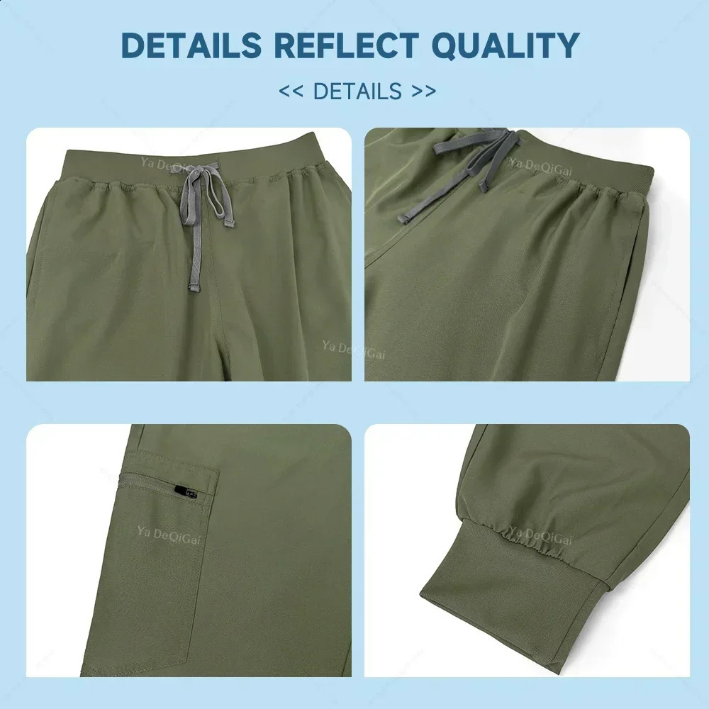 Stretch Scrubs Women Set Nursing Uniforms Clinical Scrubs Set Nurse Doctor Dustproof Workwear Scrubs Top Jogger Pants 260819 - view 7