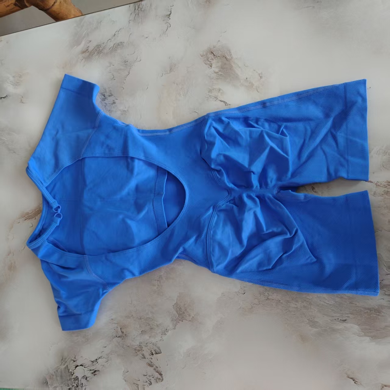 DF L0G0 Short Sleeve Seamless Yoga Bodysuit Backless Built-in Bra One Piece Romper Tummy Control Butt Lift Squat Proof Gym 26Y0819 - view 7