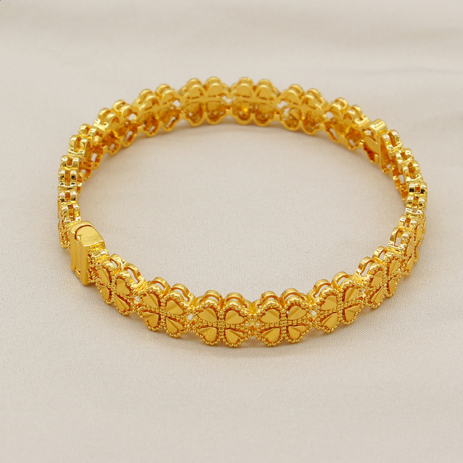 Dubai Gold Plated Bracelet 21k Gold Color Muslim Women Lucky Charm Bangles Oman Saudi Bridal Event Party Jewelry 251028 - view 3
