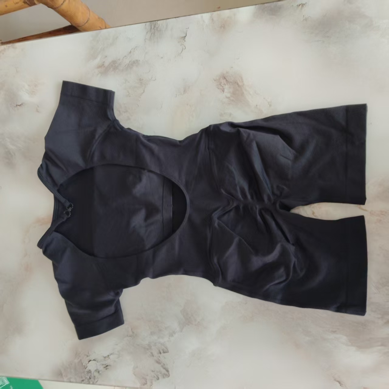 DF L0G0 Short Sleeve Seamless Yoga Bodysuit Backless Built-in Bra One Piece Romper Tummy Control Butt Lift Squat Proof Gym 26Y0819 - view 4