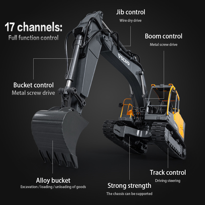 Double E E598 1:16 Excavator 17CH Dual Mode Engineering RC Car Electric Construction Vehicle Model Children's Adult Toys 26Y0819 - view 6