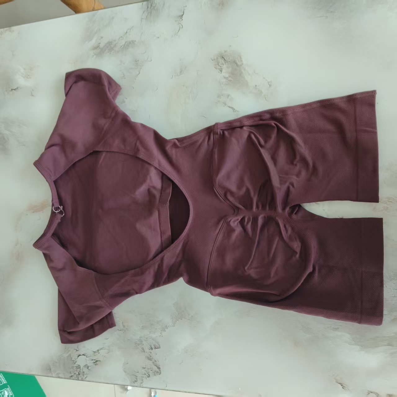 DF L0G0 Short Sleeve Seamless Yoga Bodysuit Backless Built-in Bra One Piece Romper Tummy Control Butt Lift Squat Proof Gym 26Y0819 - view 5