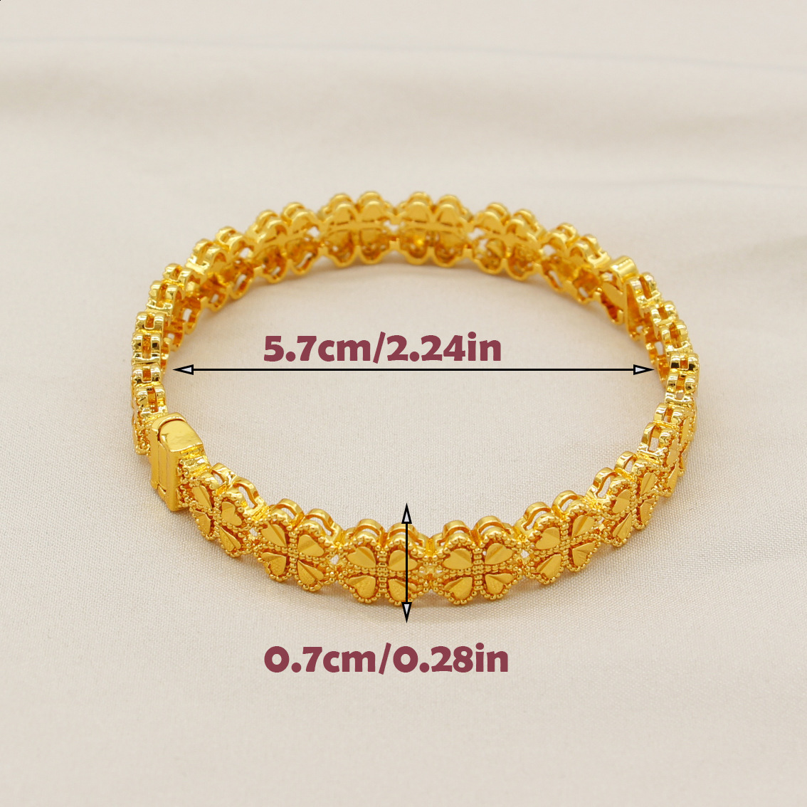 Dubai Gold Plated Bracelet 21k Gold Color Muslim Women Lucky Charm Bangles Oman Saudi Bridal Event Party Jewelry 251028 - view 5