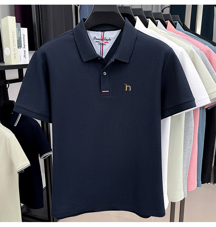Designer's New Design - Essential Men's Business Luxury Versatile Summer New Men's Short-sleeved Pure Cotton Collarless Polo Shirt