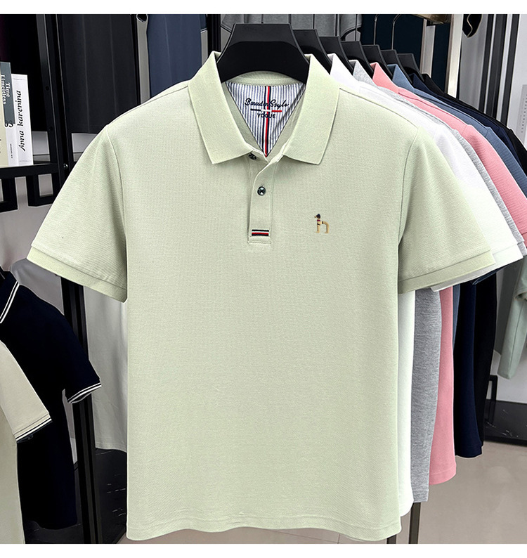 Designer's New Design - Essential Men's Business Luxury Versatile Summer New Men's Short-sleeved Pure Cotton Collarless Polo Shirt - view 8