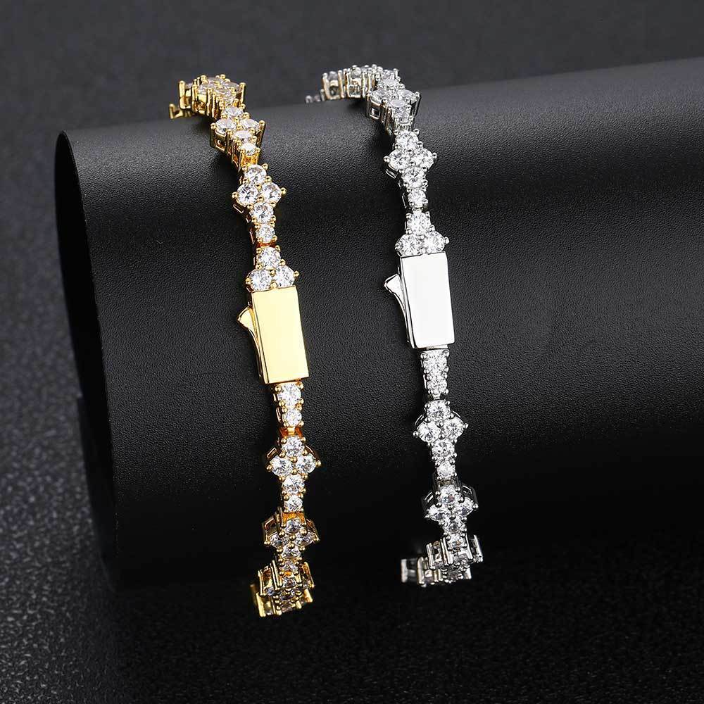Wholesale Gold Plated Iced Out CZ Flower Tennis Chain Necklace Unisex Hip Hop Luxury Statement Fashion Jewelry - view 5