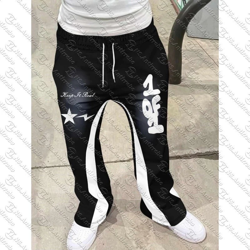 Y2k Flared Pants Men Loose 3D Print Trousers Casual Sweatpants Mid Waist Sporty Female Clothes Streetwear Hip Hop Vintage Pants 260819