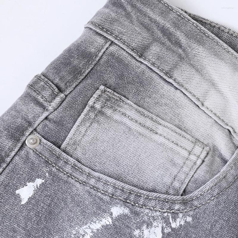 Men' s Jeans Men Painted Flared Denim Spliced Slim Boot - view 5