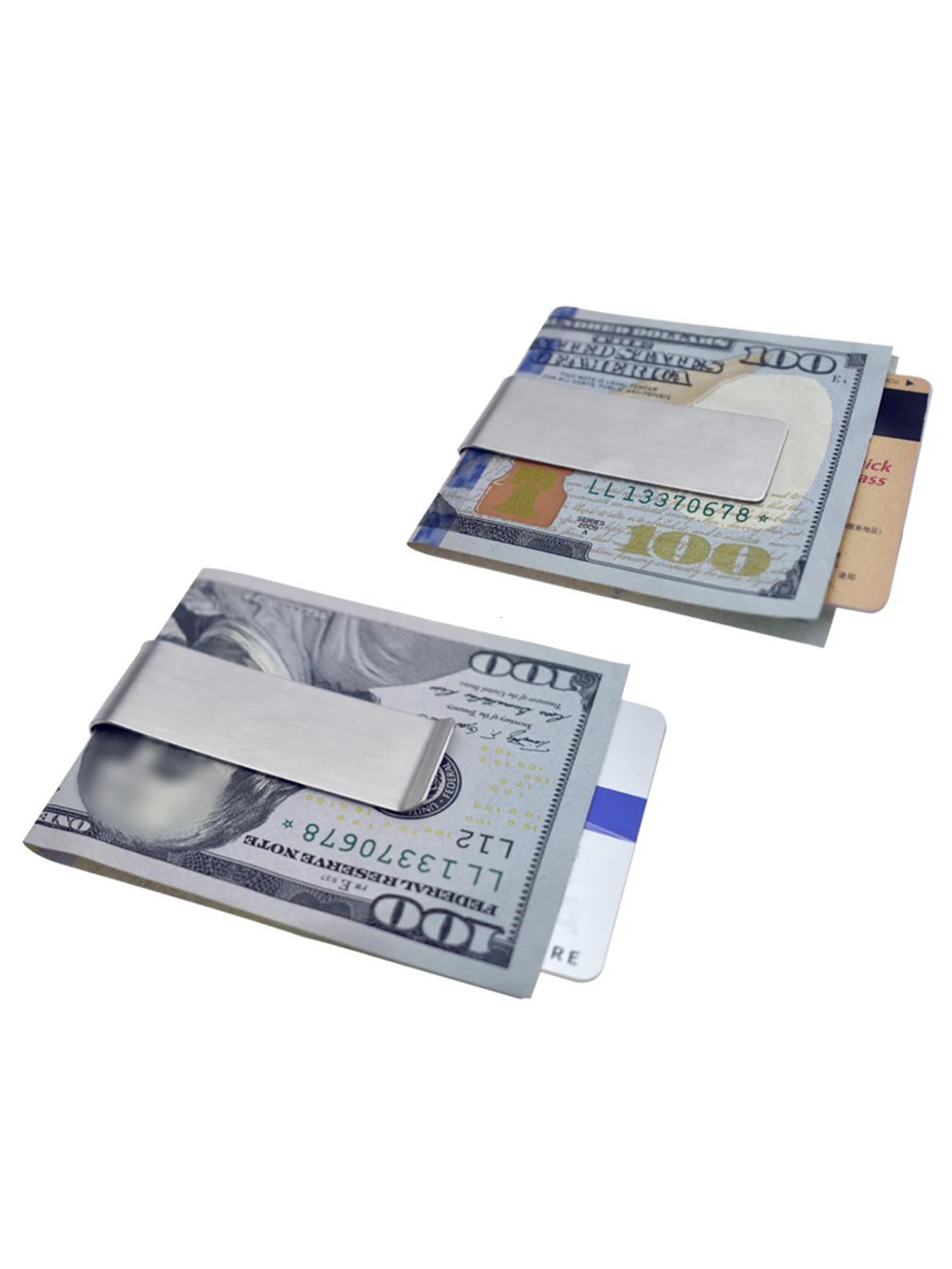 Minimalist Solid Color Stainless Steel Mens Mini Wallet Metal Ultrathin Cash Clip Compact Portable Wallet Clip Unisex 260820 - view 3