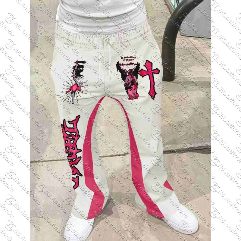 Y2k Flared Pants Men Loose 3D Print Trousers Casual Sweatpants Mid Waist Sporty Female Clothes Streetwear Hip Hop Vintage Pants 260819 - view 4