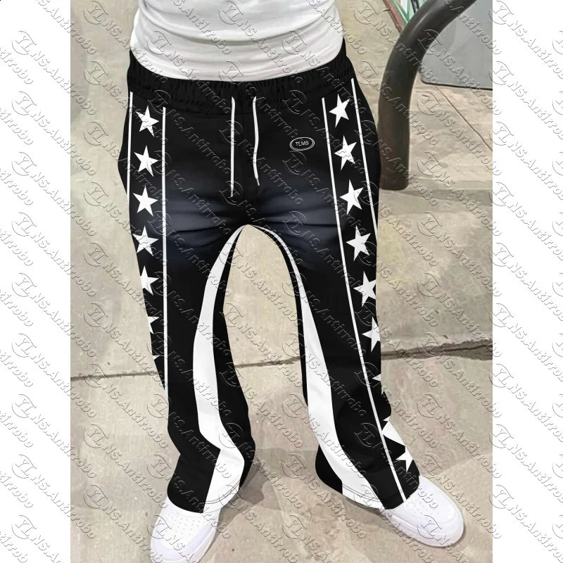 Y2k Flared Pants Men Loose 3D Print Trousers Casual Sweatpants Mid Waist Sporty Female Clothes Streetwear Hip Hop Vintage Pants 260819 - view 3
