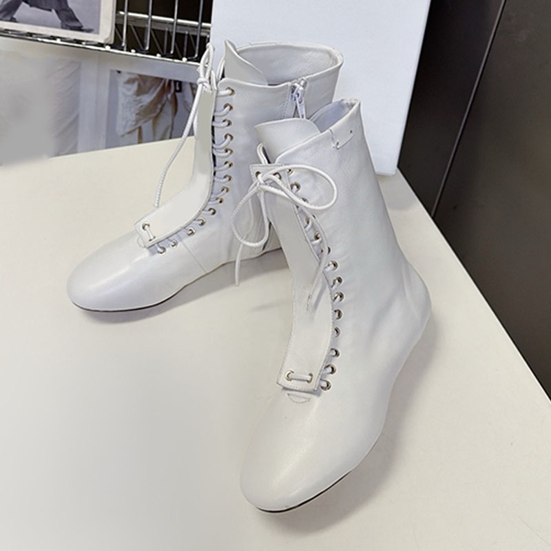 Stivaletto Da Donna Con Lacci Hlgh Pelle Di Agnello Colore Ultra Bianco Stivale…
