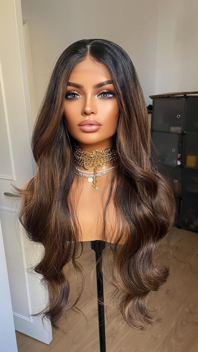13x6 HD Lace Front Wig Human Hair Wig 30 Inch 13x4 Lace Frontal Wig Ombre Chocolate Brown Colored Brazilian Body Wave Human Hair Wigs for Women