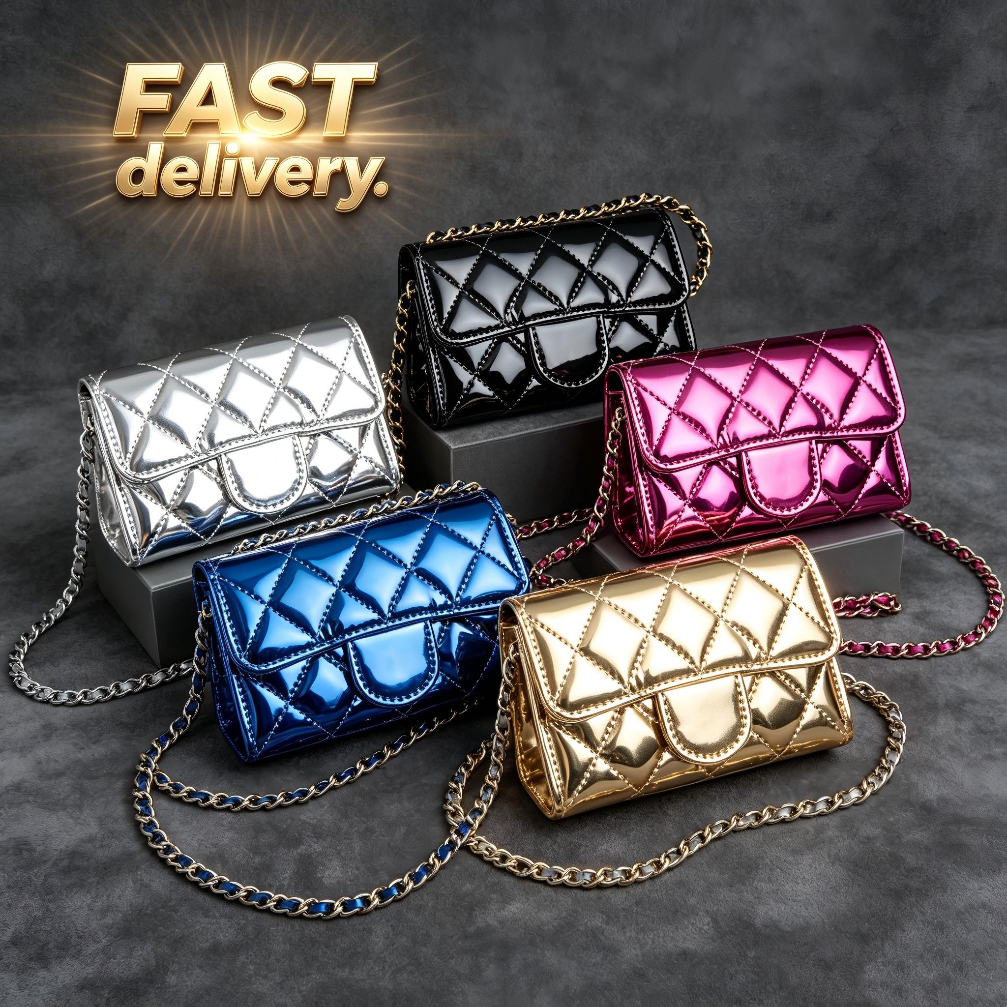 Portafoglio Di Design Portafoglio Da Donna Elegante Mini Borsa A Catena Trapunt…