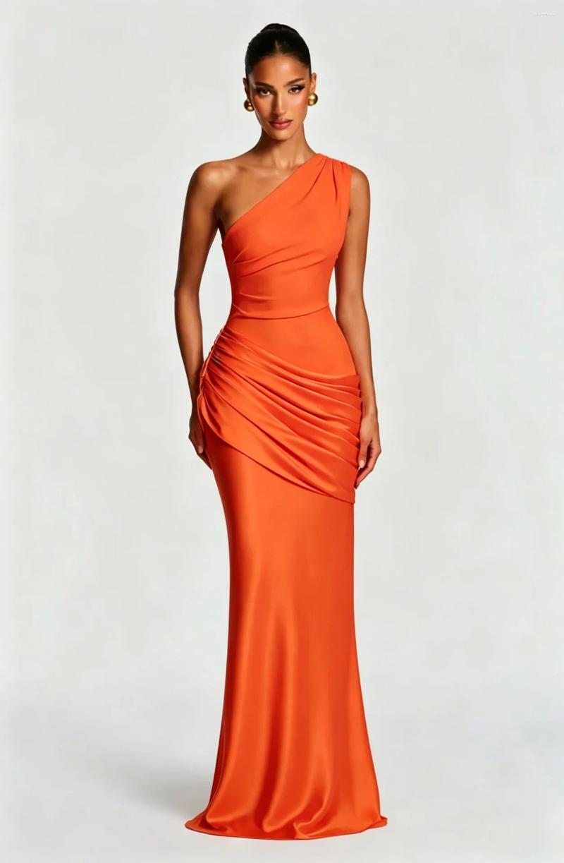 Casual Dresses Summer Single Shoulder Slant Collar Folded Sa - view 8