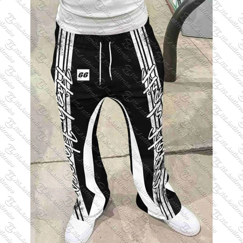 Y2k Flared Pants Men Loose 3D Print Trousers Casual Sweatpants Mid Waist Sporty Female Clothes Streetwear Hip Hop Vintage Pants 260819 - view 6
