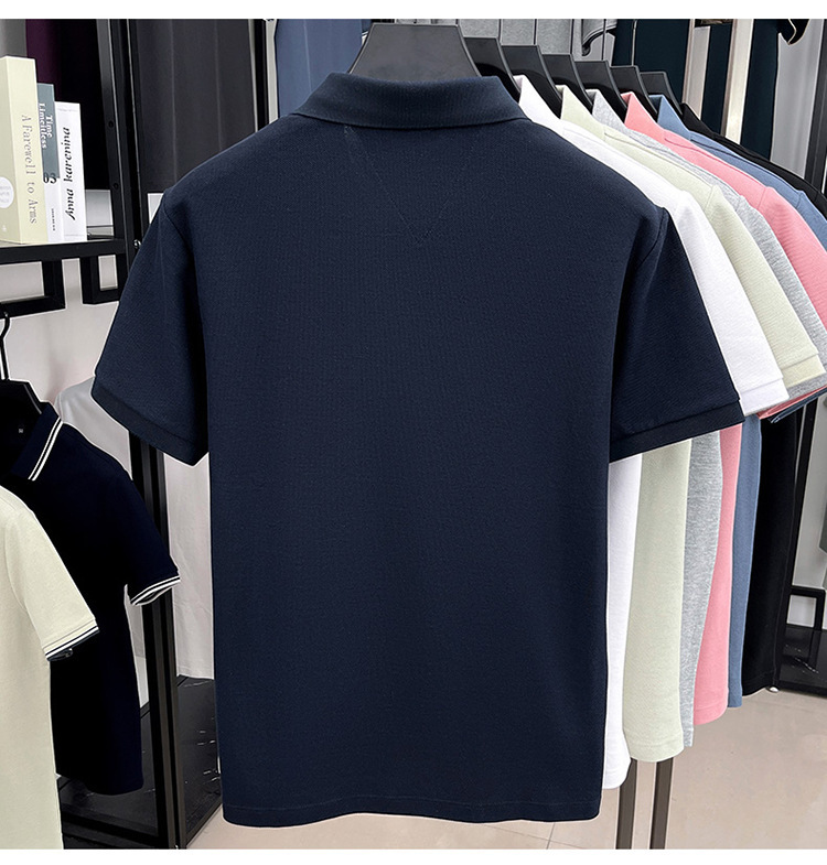 Designer's New Design - Essential Men's Business Luxury Versatile Summer New Men's Short-sleeved Pure Cotton Collarless Polo Shirt - view 3