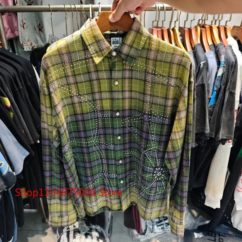 Trendy Yellow Vale Plaid Shirt Unisex Oversized Shirt with Button Closure Breathable Daily Wear Spring Autumn Fashion 260820 - view 3