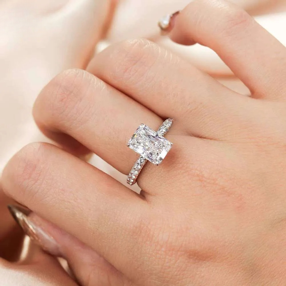Custom 14K 18K Gold 2CT 3CT 5CT Radiant Cut D VS1 VVS1 IGI Certified Lab Grown Diamond Engagement Wedding Ring for Women - view 4