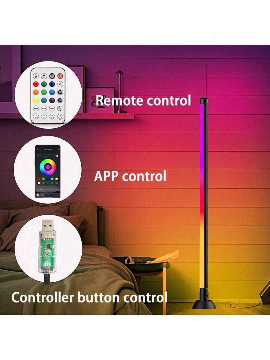 1pc RGB MultiColor Adjustable LED Floor Lamp Powered By USB With Remote Control Dual Control Music Synchronization Dimming Function Suitable For Holid - view 9