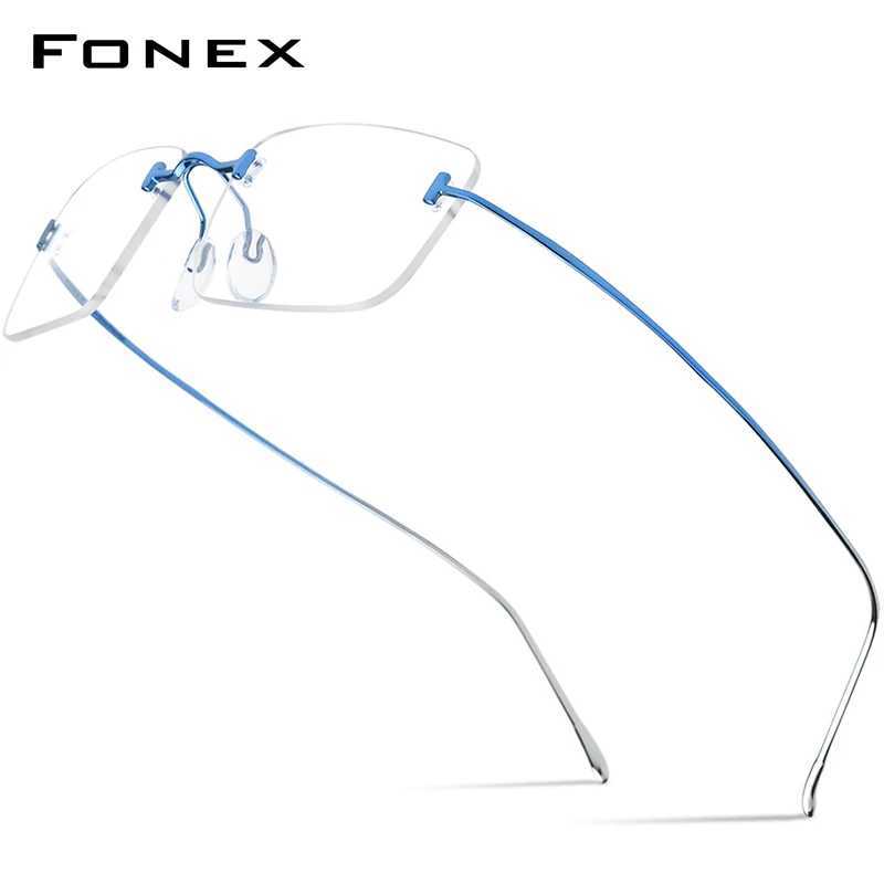 FONEX Titanium Glasses Frame Men Brand Design Rimless Square Eyeglasses High-Quality Frameless Ultralight-Weight Eyewear 85871 C2601014 - view 3