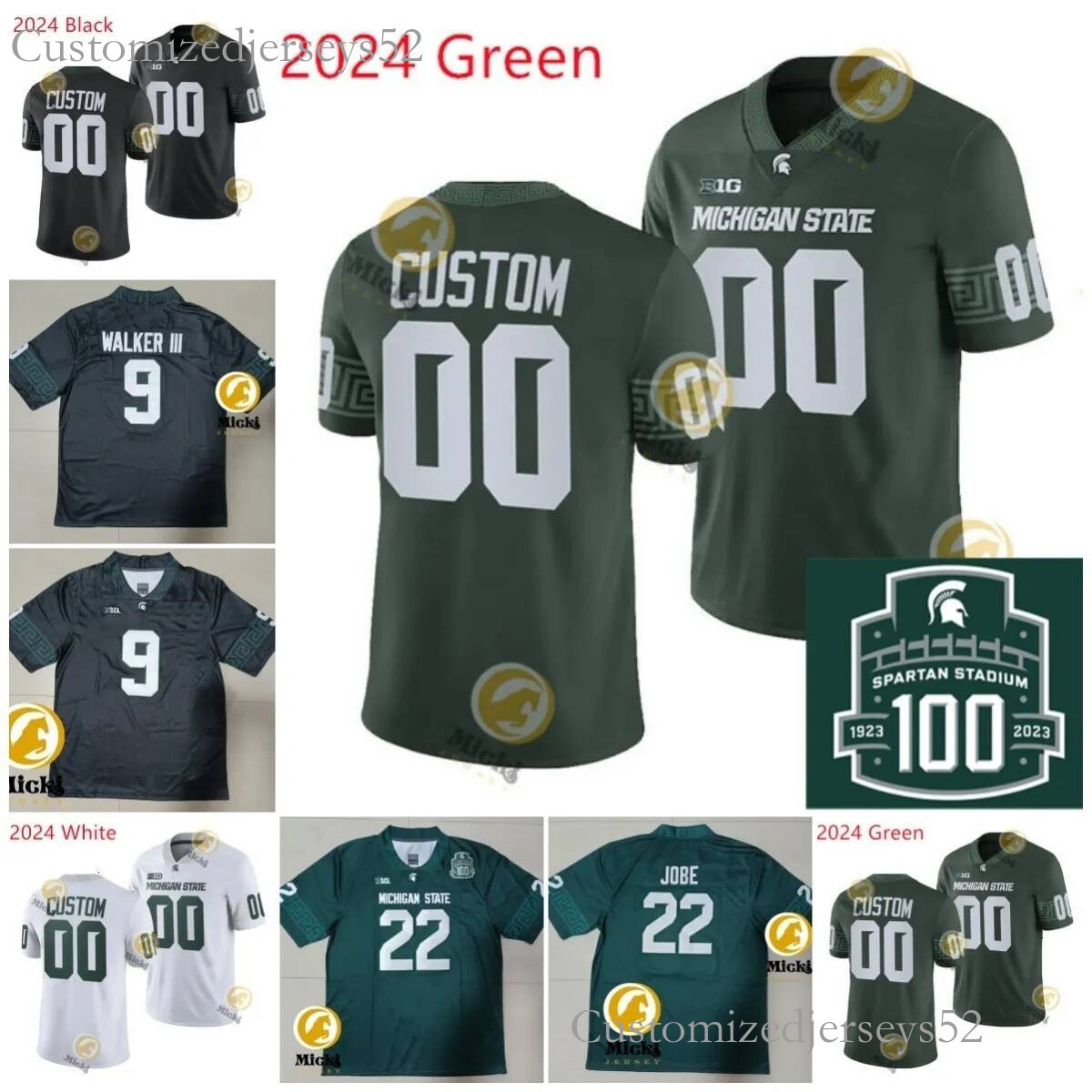 Quindarius Dunnigan Maglia Dello Stato Del Michigan 14 Malcolm Bell 43 Malik Sp…