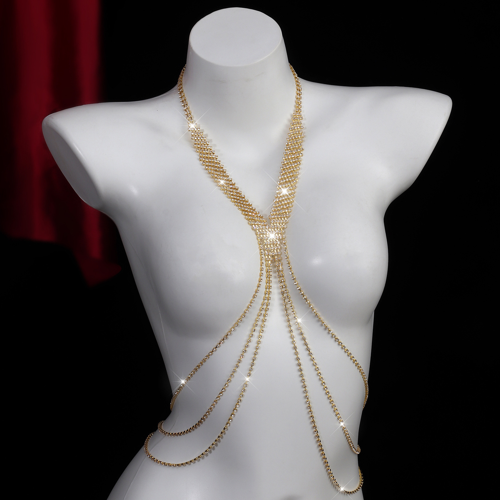 New European and American cross border sexy rhinestone body - view 4