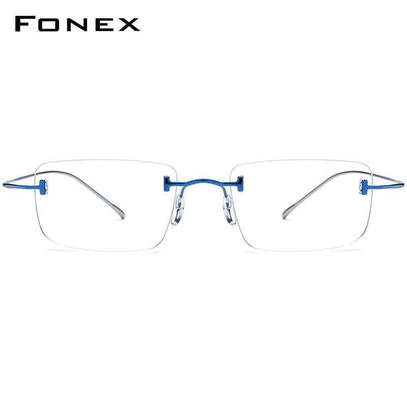 FONEX Titanium Glasses Frame Men Brand Design Rimless Square Eyeglasses High-Quality Frameless Ultralight-Weight Eyewear 85871 C2601014 - view 4
