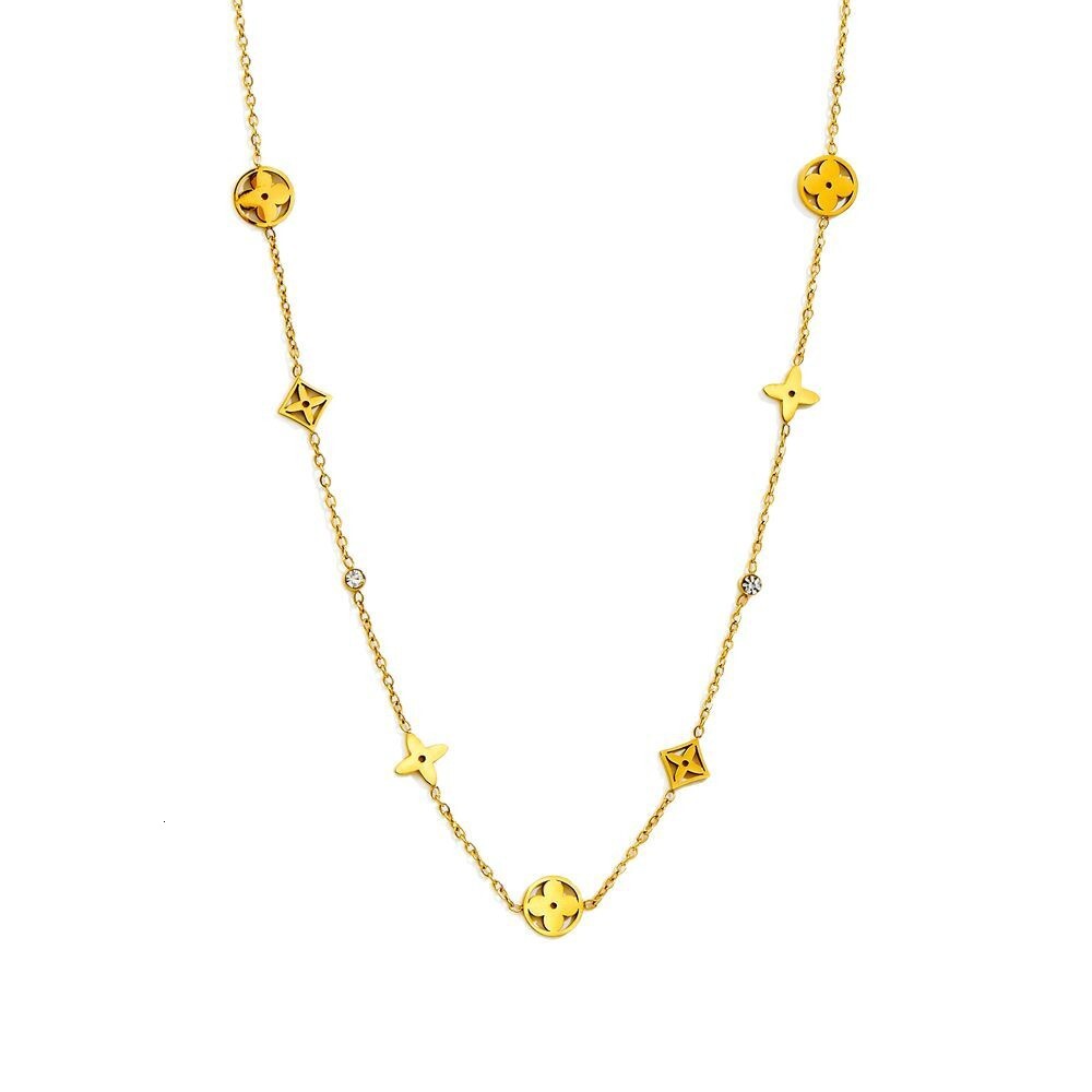 18k necklace with four-leaf clover design classic pattern simple elegant high-end stainless steel jewelry that does not fade women's designer nec - view 5
