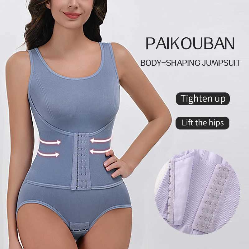 Aishang Bodysuit Shapewear with Zipper Belt Women Tummy Control Faja Full Body Shaper Waist Trainer Slimming Cincher Corset Tops L260820 - view 4
