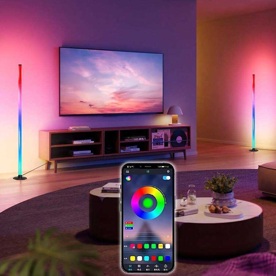 1pc RGB MultiColor Adjustable LED Floor Lamp Powered By USB With Remote Control Dual Control Music Synchronization Dimming Function Suitable For Holid - view 6