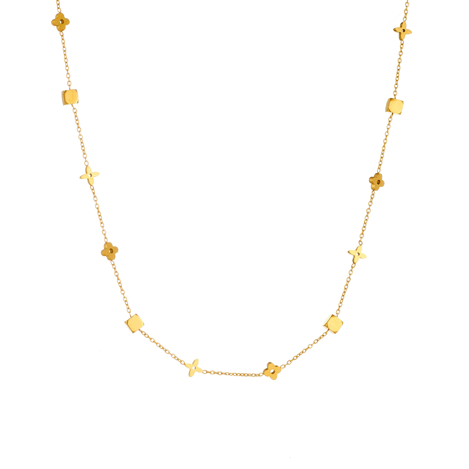 18k necklace with four-leaf clover design classic pattern simple elegant high-end stainless steel jewelry that does not fade women's designer nec - view 6