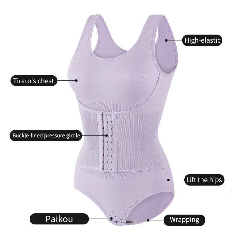 Aishang Bodysuit Shapewear with Zipper Belt Women Tummy Control Faja Full Body Shaper Waist Trainer Slimming Cincher Corset Tops L260820 - view 5