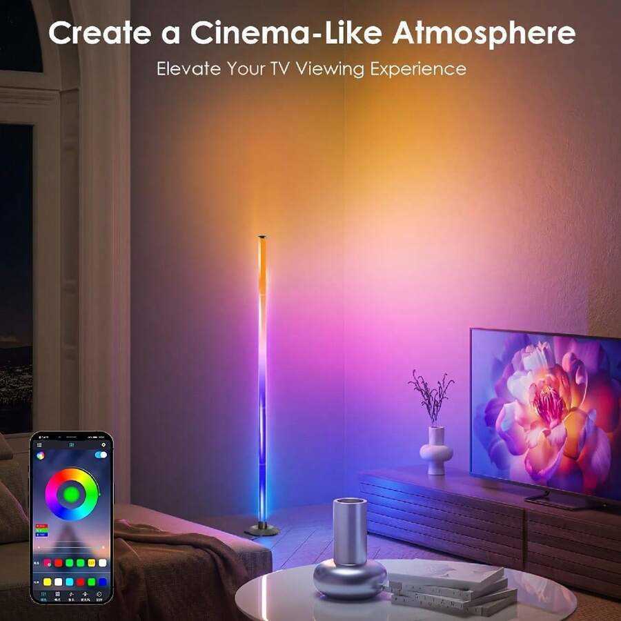 1pc RGB MultiColor Adjustable LED Floor Lamp Powered By USB With Remote Control Dual Control Music Synchronization Dimming Function Suitable For Holid - view 7