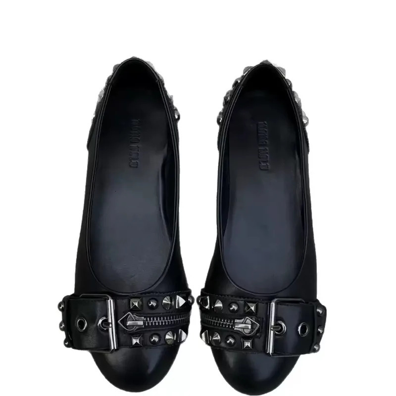 Women Rivet Leather Loafers Shallow Mouth Flat Bottom Slip on Flats Comfort Daily Commute All Match Casual Walking Footwear 260820 - view 7
