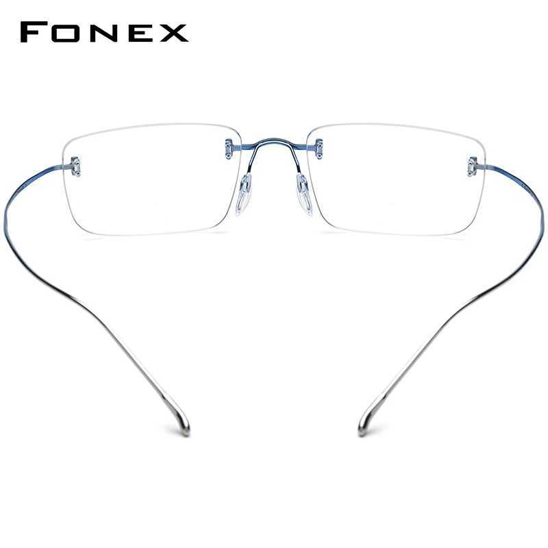 FONEX Titanium Glasses Frame Men Brand Design Rimless Square Eyeglasses High-Quality Frameless Ultralight-Weight Eyewear 85871 C2601014 - view 5